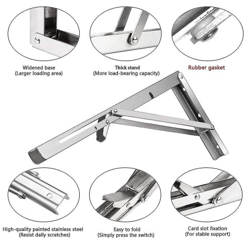 1pc Wall Mounted Folding Brackets 12inch Stainless Steel Hanging Bracket Foldable 2