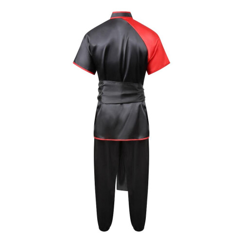 (165 cm) PLAYWELL COMPETITION WUSHU SILK UNIFORM - BLACK/RED 1