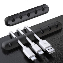 5pcs Cable Organizer Wire Cord Holder Clip Home Office Silicone Desktop Winder