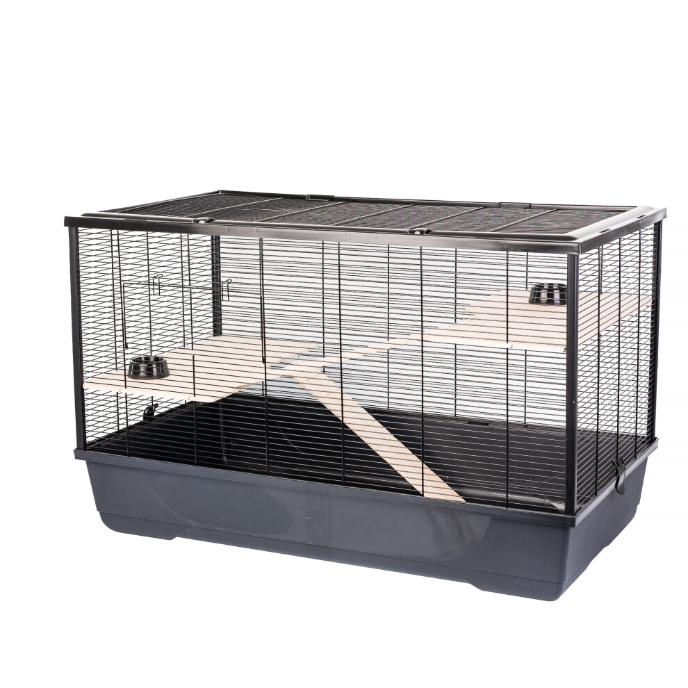 Little-Friends (Black) Rat Hamster Pet Animal Cage 2 Tiers Langham Xl Black
