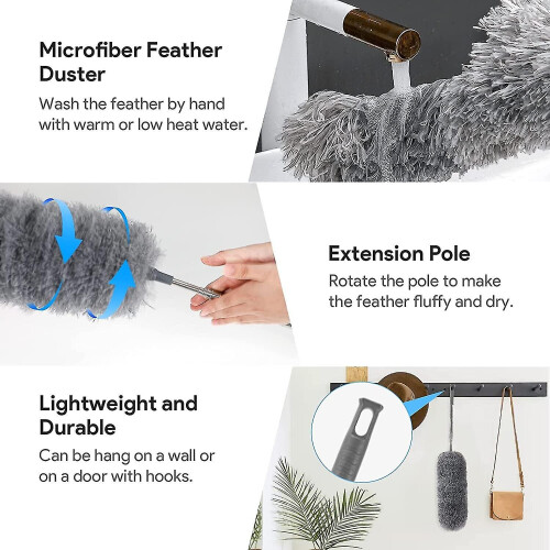 Duster Extendable Microfiber Long Handle Cleaner Feather Duster Ceiling Fan 2
