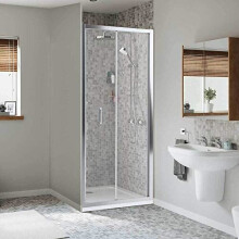 Mira Leap Bi-fold Shower Enclosure Door 6mm Easy Clean Glass Chrome Frame 900mm