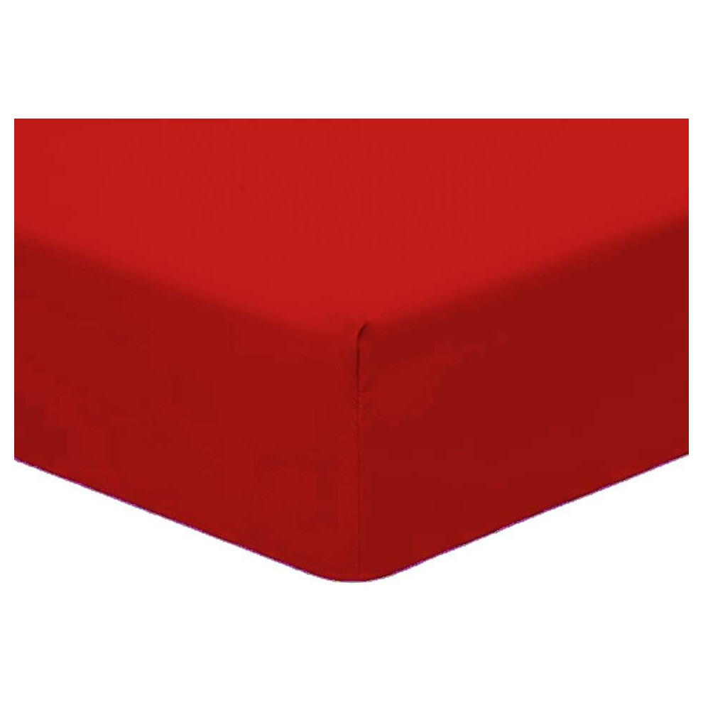 (King, Red) Deep fitted Sheet 25cm BedSheets 100% PolyCotton