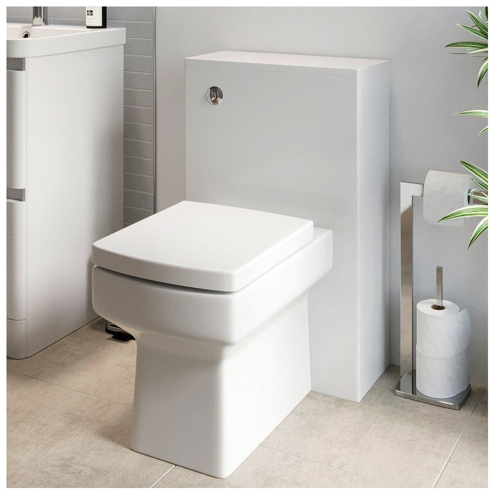 Modern Bathroom Toilet Unit Concealed Cistern Royan Wc Btw Soft Close Seat White