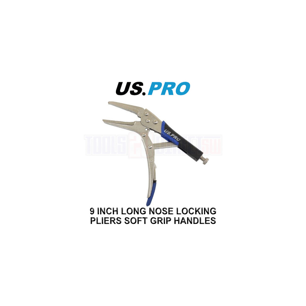 US PRO Tools 9 Inch Long Nose Locking Pliers With Soft Grip Handles 1847