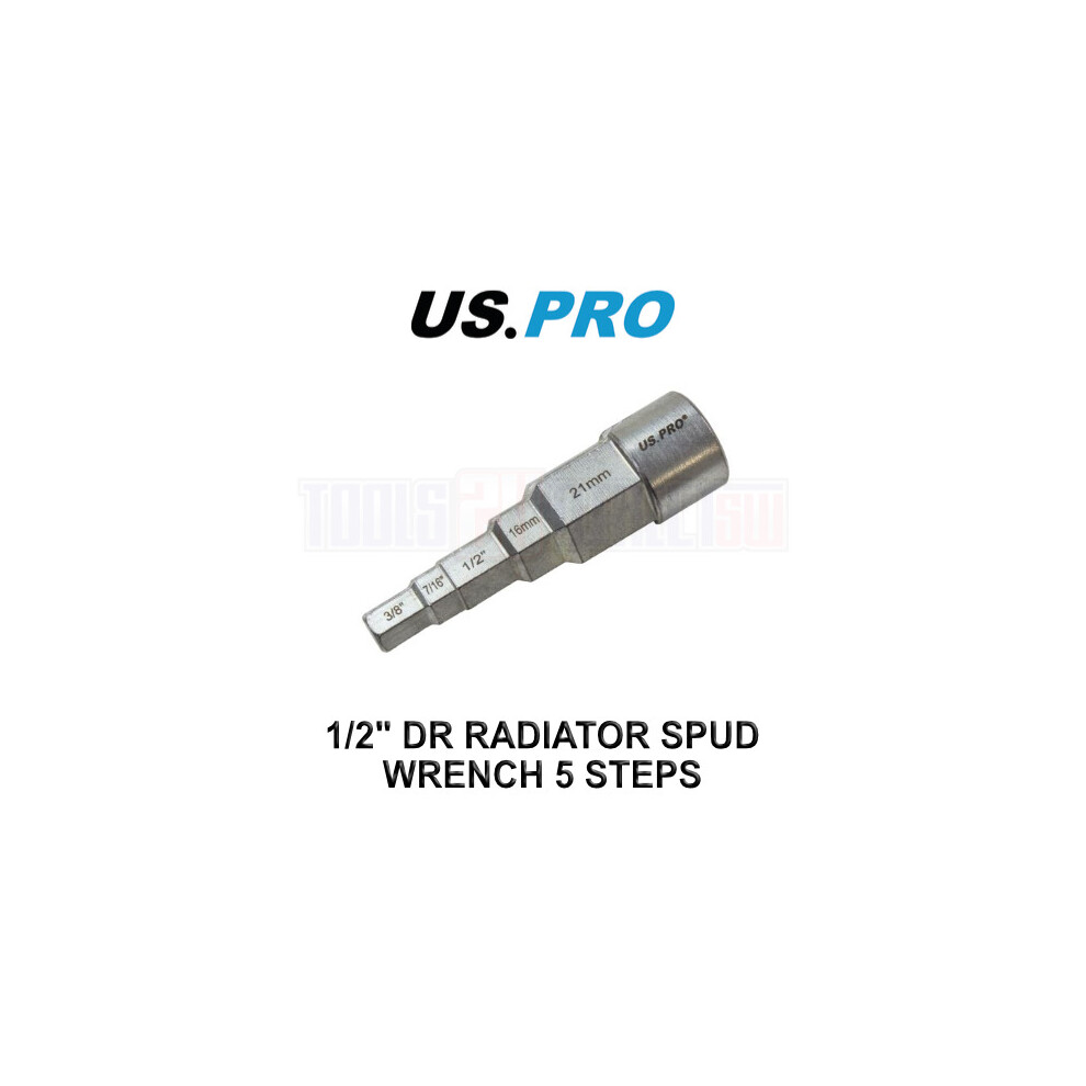 Us Pro Tools 1/2" Drive Radiator Spud Wrench 5 Steps 3468