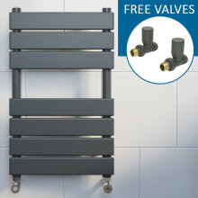 Modern Flat Panel Heated Towel Rail Radiator Anthracite 650x400 Straight Valves