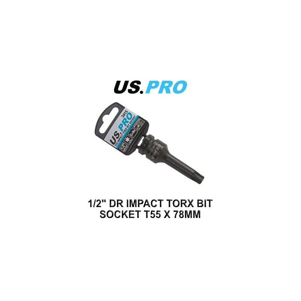 US PRO Tools 1/2" DR Impact Torx Bit Socket T55 X 78MM 3415