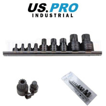 US PRO INDUSTRIAL 9pc 1/4" - 3/8" - 1/2" dr Stubby Impact Triple Square Spline Bit Sockets M4 - MT18 3422