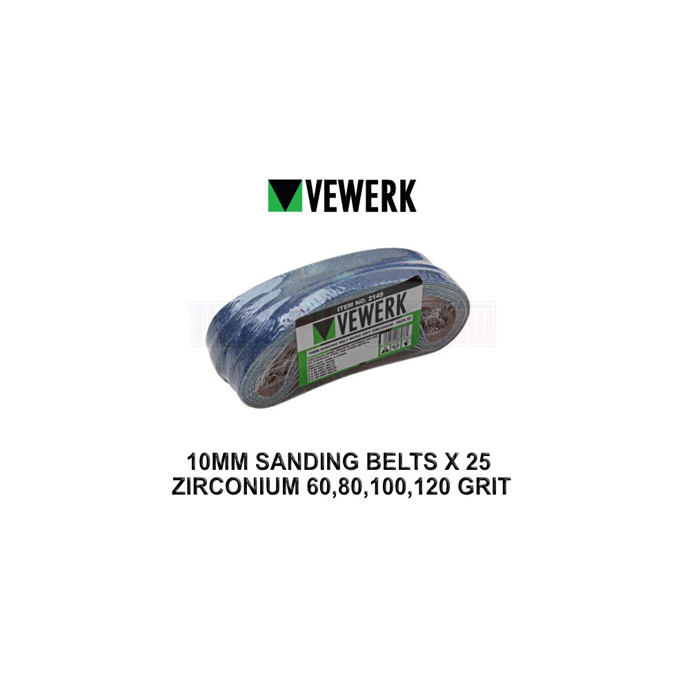 Vewerk 25Pk 10 X 330Mm Mixed Grit Zirconium Oxide Sanding Belts Air Belt Sander 2149 5060599864761