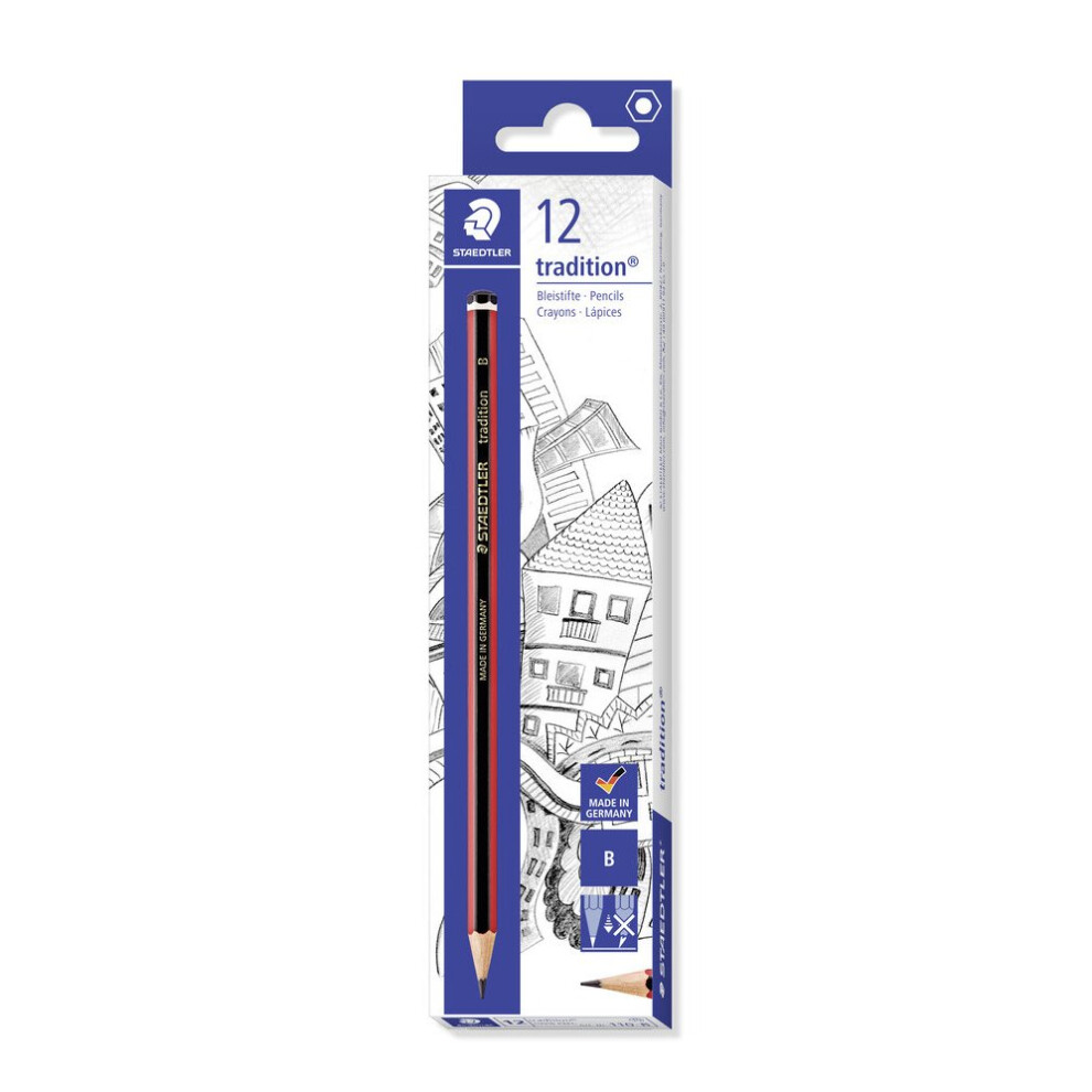 Staedtler Tradition Pencils - Drawing, Sketching Pencils - Pack of 12 - B