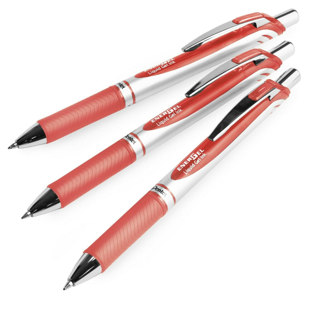 Pentel EnerGel XM BL77 Retractable Liquid Gel Ink Pen - 0.7mm Nib - Coral Pink - Pack of 3