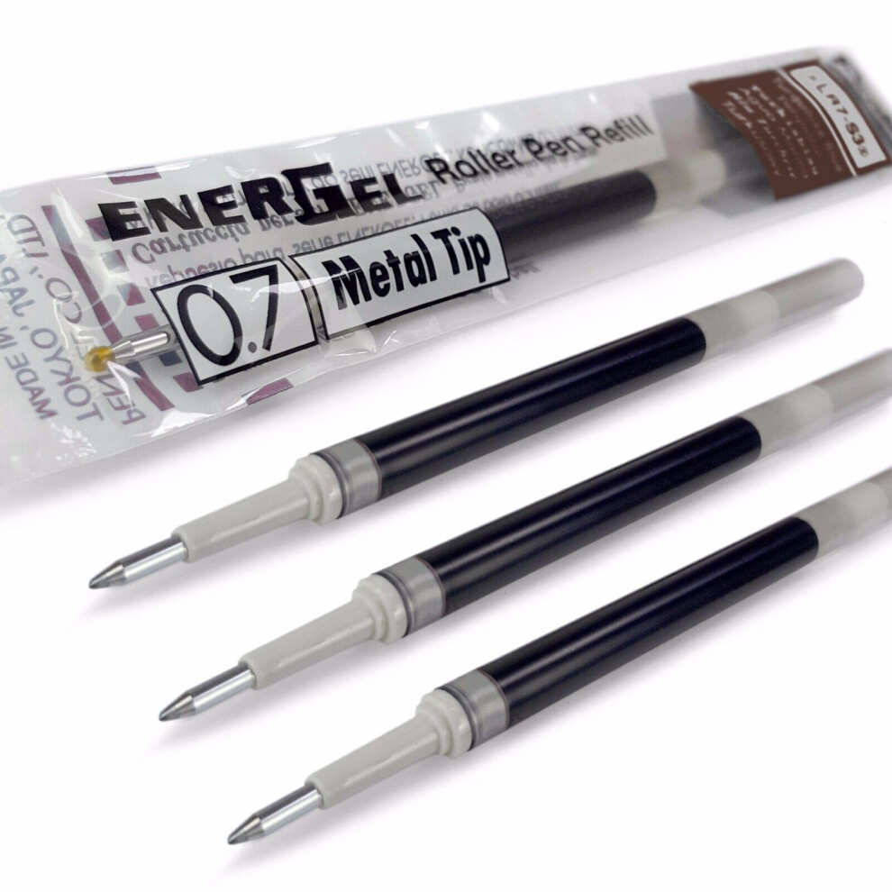 Pentel Energel 0.7mm Refill Metal Tip LR7- Fits BL77/BL57/BL37 - Brown - Pack of 4