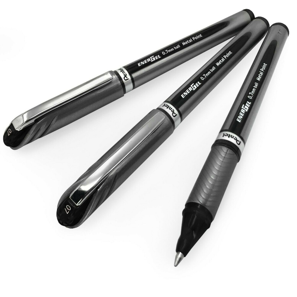 Pentel Energel BL27 Gel Rollerball Pen - 0.7mm Tip - Black - Pack of 3