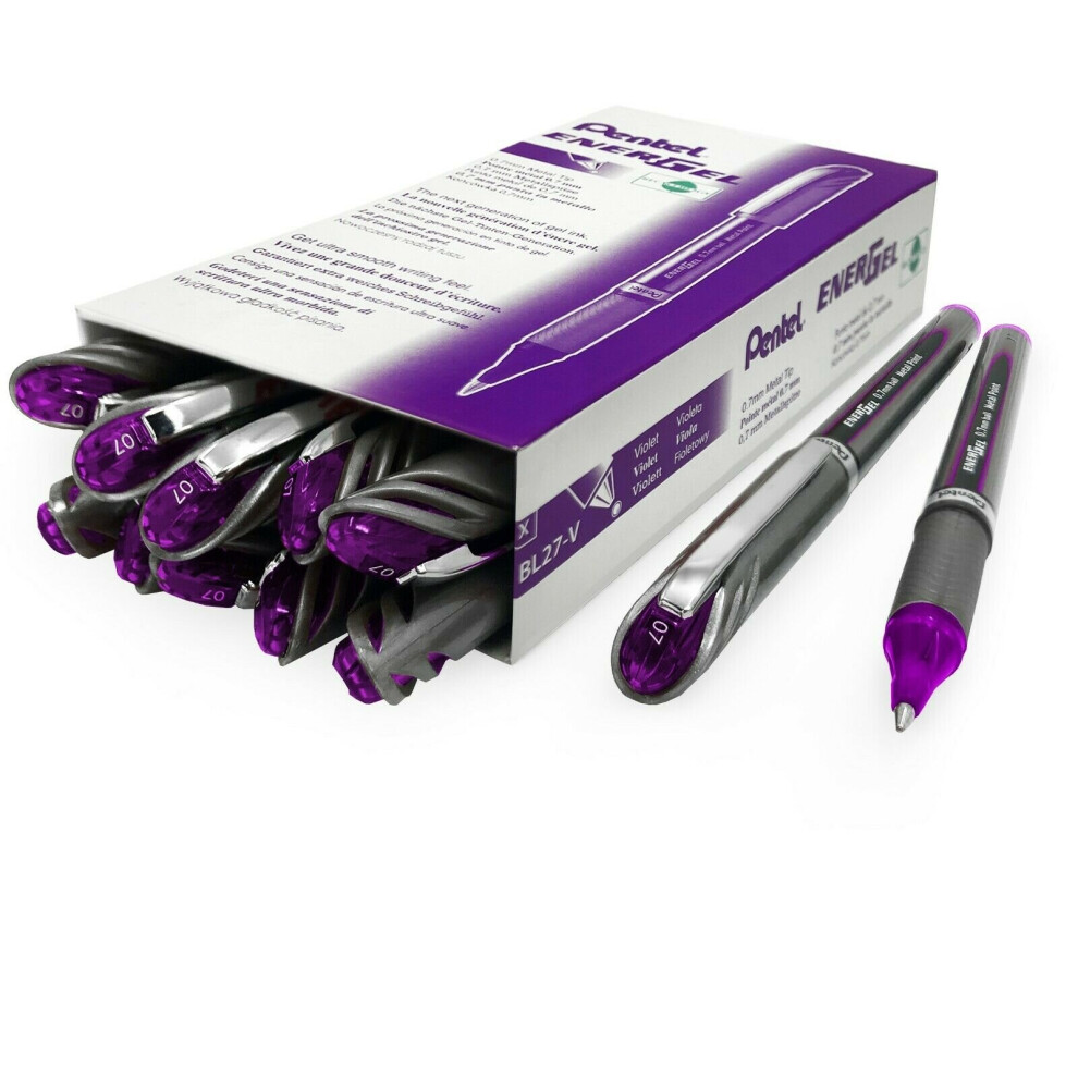 Pentel Energel Bl27 Gel Rollerball Pen - 0.7Mm Tip - Violet - Pack Of 12