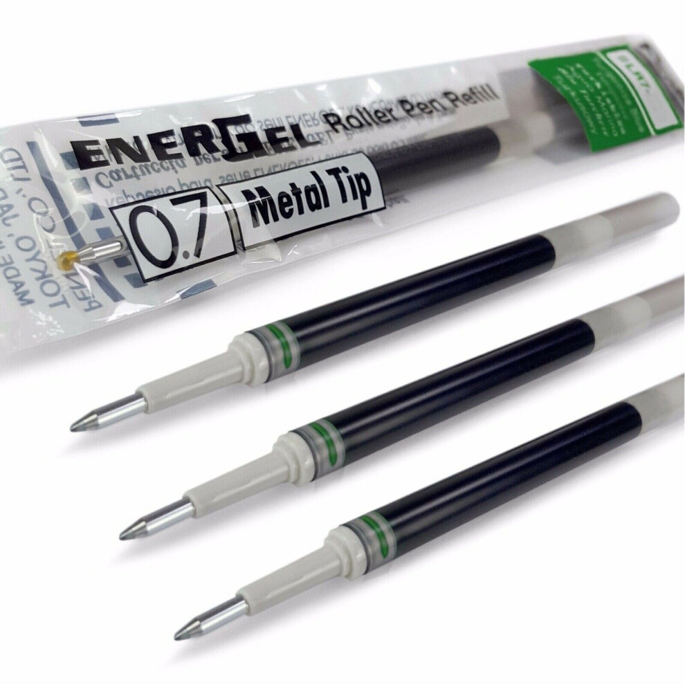 Pentel Energel 0.7mm Refill Metal Tip LR7- Fits BL77/BL57/BL37 - Green - Pack of 4