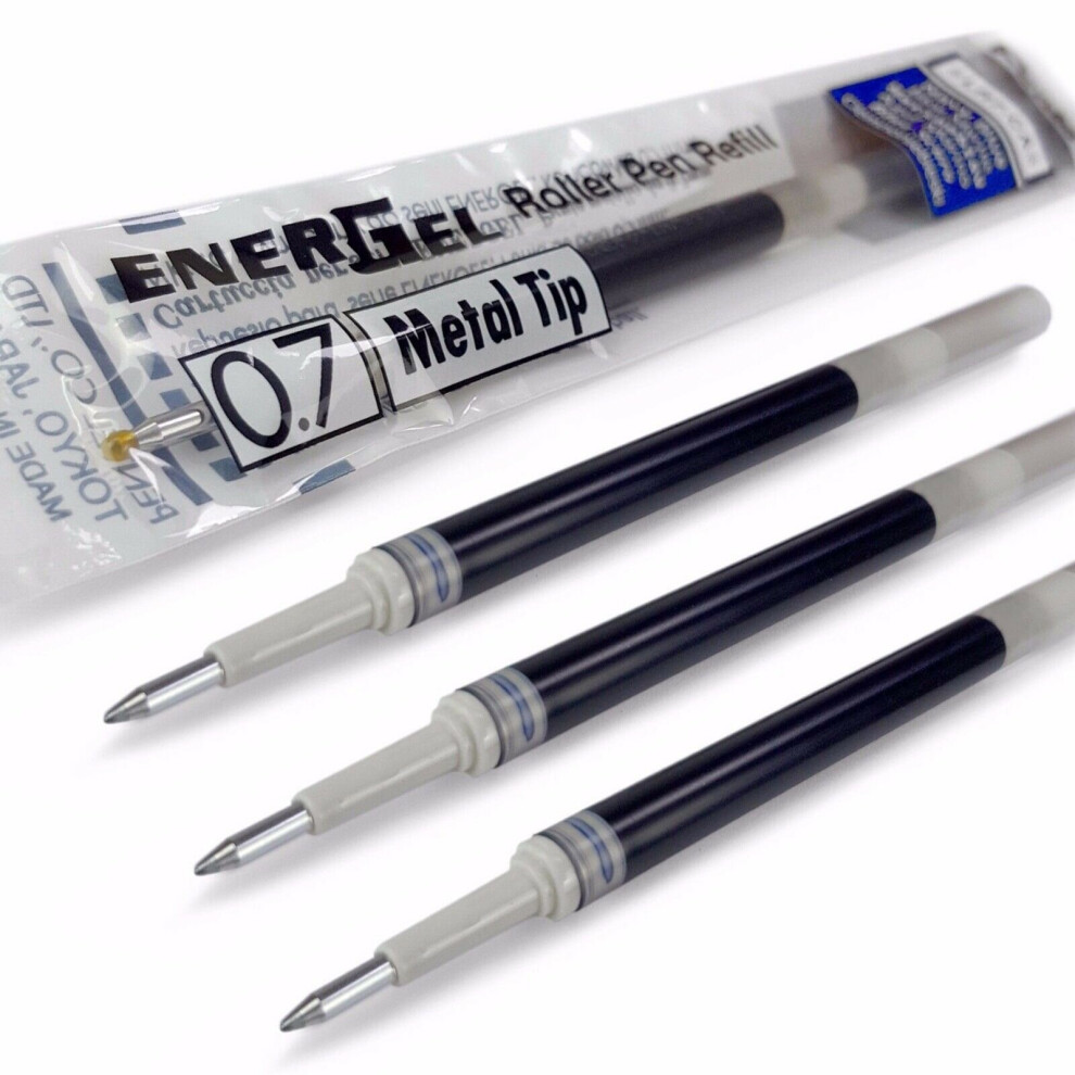 Pentel Energel 0.7mm Refill Metal Tip LR7- Fits BL77/BL57/BL37 - Blue Black - Pack of 4