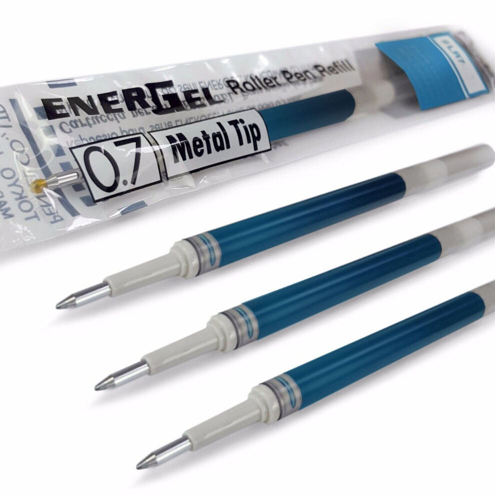 Pentel Energel 0.7mm Refill Metal Tip LR7- Fits BL77/BL57/BL37 - Sky Blue - Pack of 4