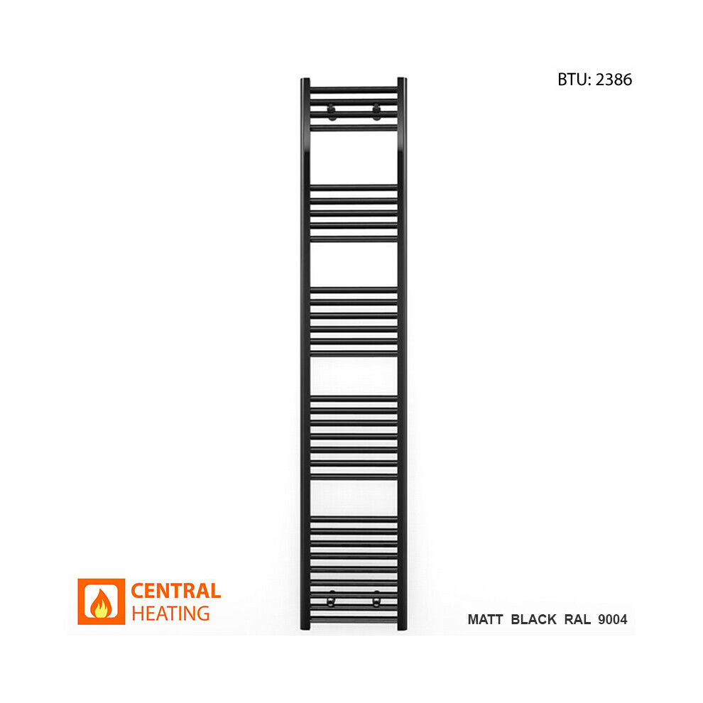 (350 X 1800Mm High) Matt Black Bathroom Designer Towel Radiator 5056616523414