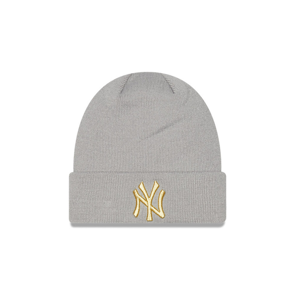 New Era Womens Metallic Logo Cuff Beanie ~ New York Yankees grey