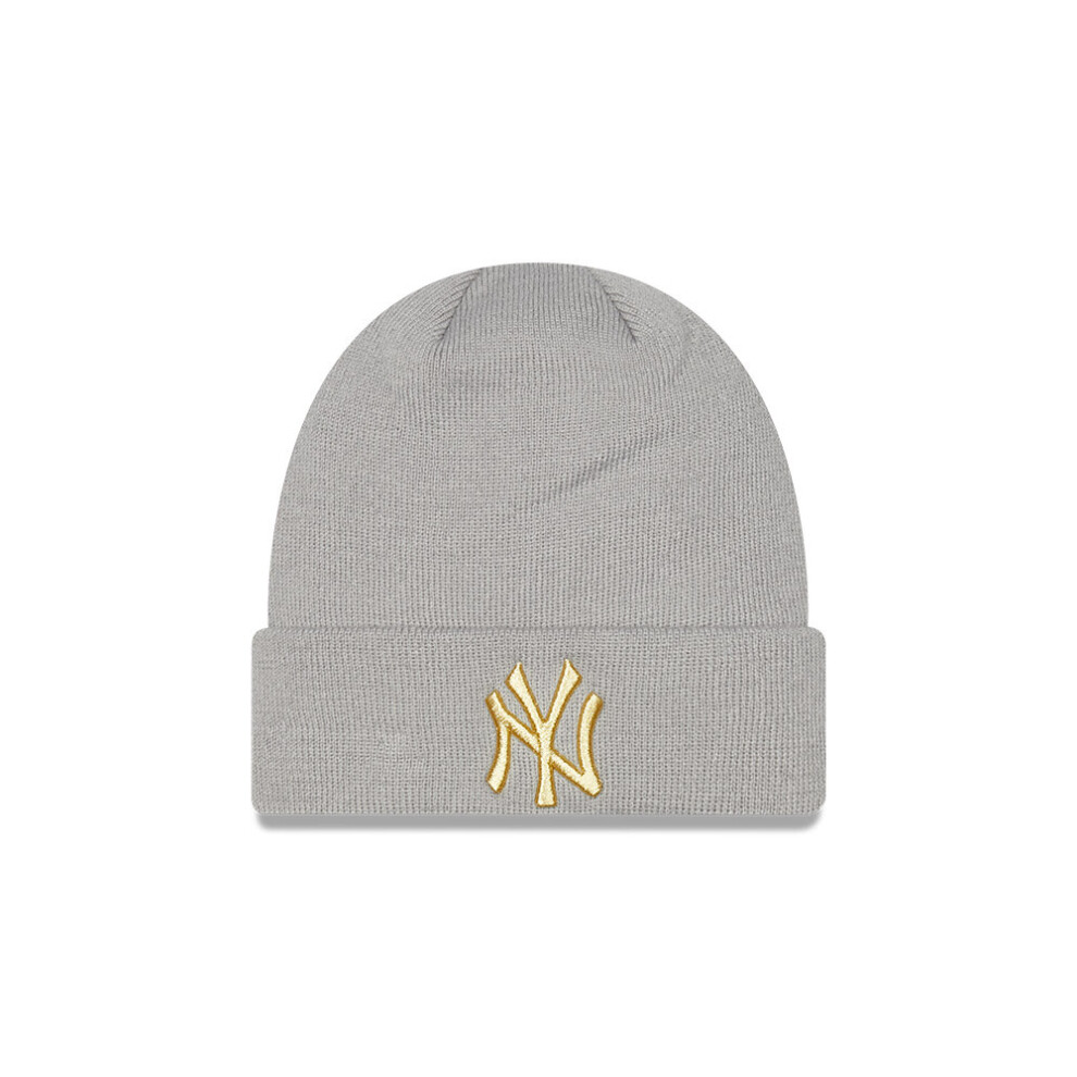 New Era Womens Metallic Logo Cuff Beanie ~ New York Yankees Grey