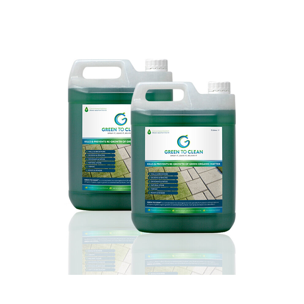 (2 x 5 Litres) Biodegradable Algae and Organic Growth Remover - Smartseal Green to Clean