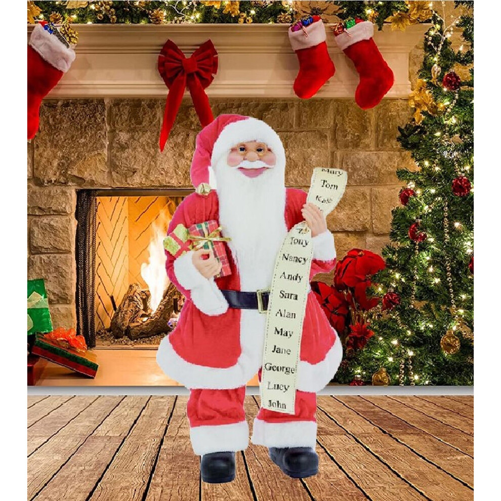 Premier Red Traditional Standing Father Christmas With Glasses Santa 60Cm