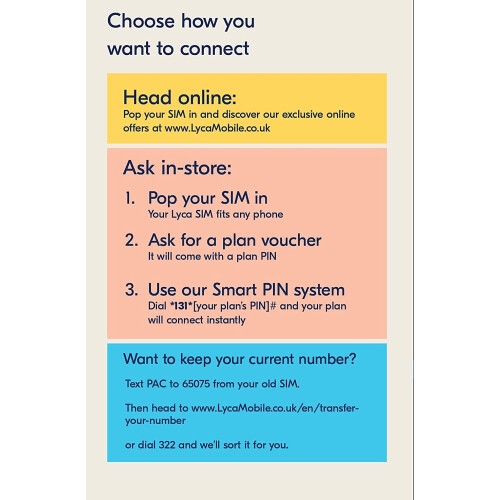 Lycamobile blank SIM No-contract SIM PAY AS YOU GO 2