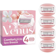 (4 Count (Pack of 1)) Gillette Venus ComfortGlide Spa Breeze Razor Blades Women, Pack of 4 Razor Blade Refills, Lubrastrip with A Touch of Botanical Oils