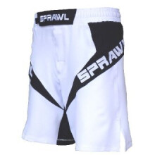 (34") PLAYWELL SPRAWL FUSION 3 SERIES FIGHT SHORTS - WHITE/BLACK