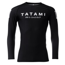 (Small) Tatami Adults Katakana Long Sleeve Rash Guard - Black