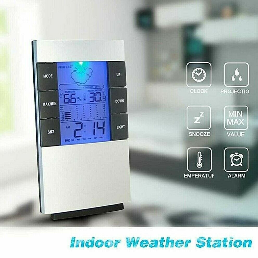 Indoor Room LCD Temperature Humidity Digital Thermometer Alarm Clock