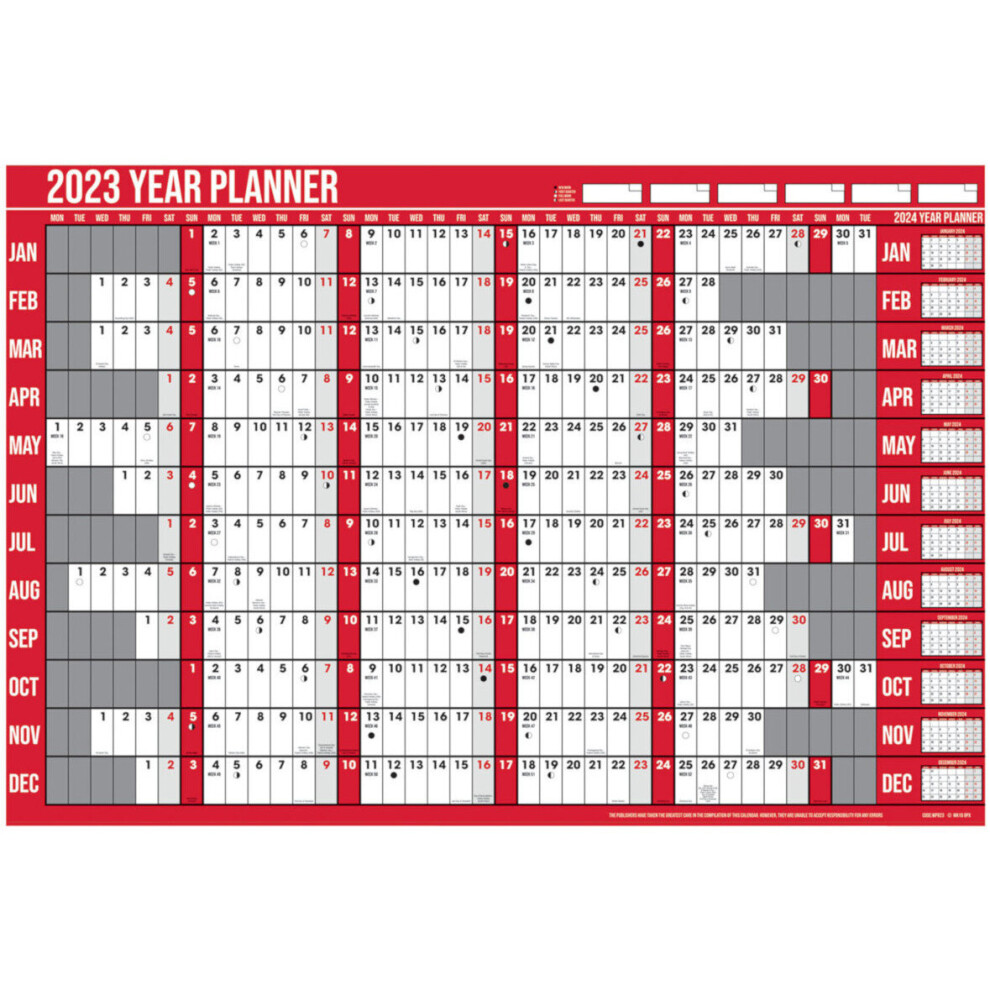 Yearly Laminated Large A1 Commercial Wall Planner With Pen & Stickers