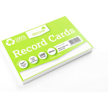 Silvine 6x4" 100% Recycled Flash Cards - Lined (100 Cards) White