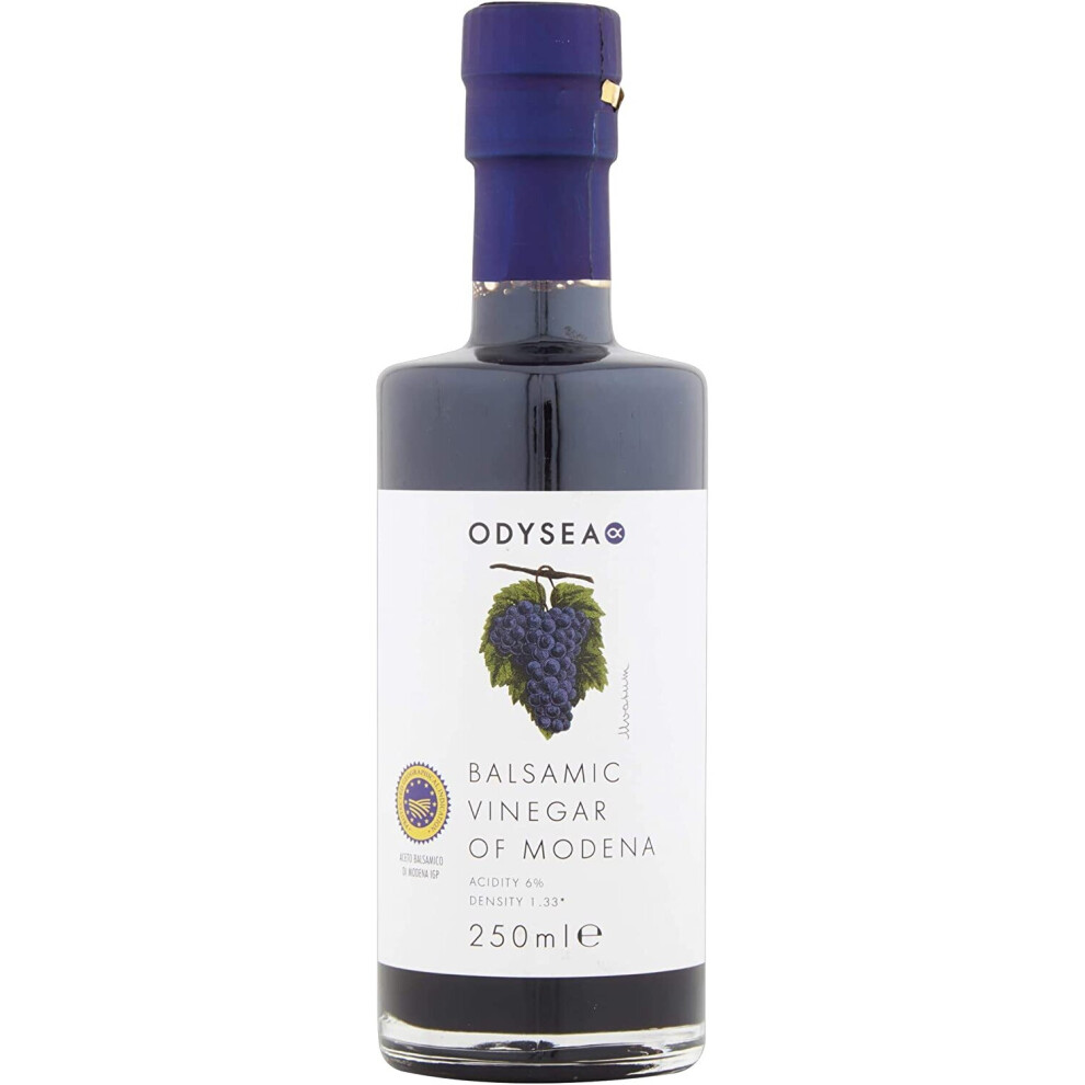 Odysea Balsamic Vinegar of Modena PGI, Traditional Italian Balsamic Vinegar, Glass Bottle, 250ml