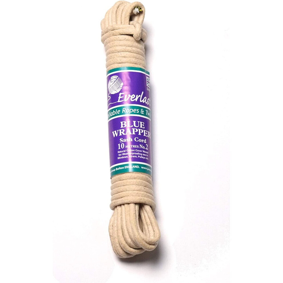 Everlasto 'Blue Wrapper' British Made Waxed Cotton Sash Cord Pulley Line 10M (No.2-6Mm) 5010467000227