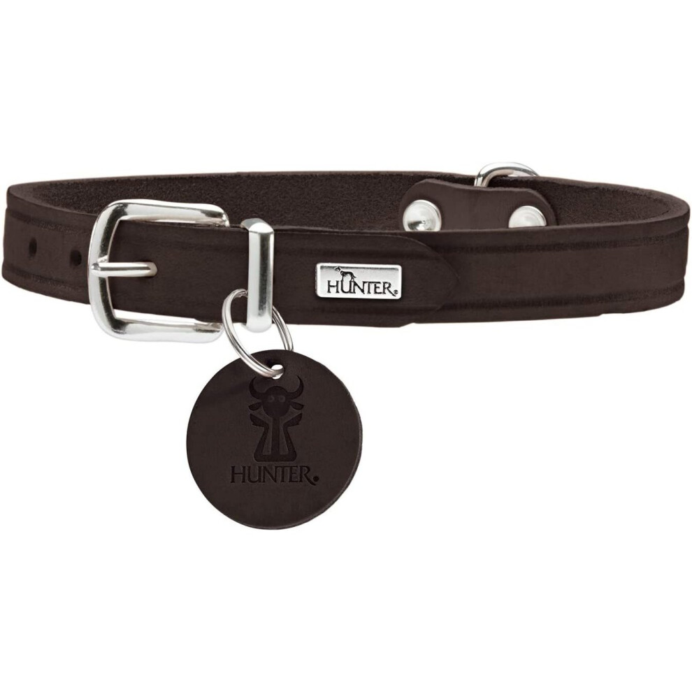 HUNTER Collar Aalborg, 47 Soft genuine cow leather, dark brown