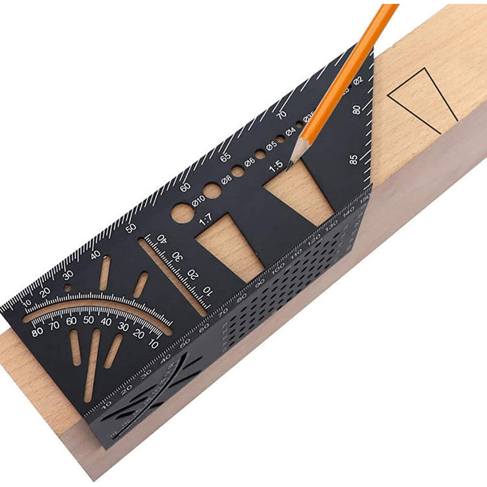 Aluminum Alloy Woodworking Square Size Measure Ruler, 3D Mitre Angle Measuring Template Tool, 45 90 Degree Carpenter's Layout Ruler Gauge Woodworking