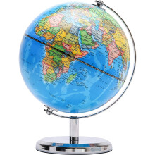 Exerz 14cm World Globe Political Map Mini globe - Educational/Geographic/Modern Desktop Decoration 14cm Diameter - Stainless Steel Arc and Base -