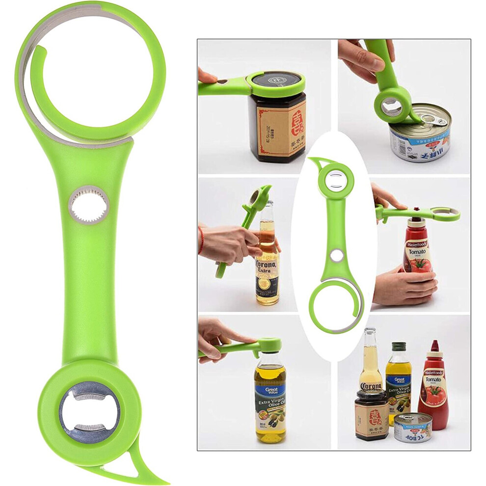 Kare & Kind 6 In 1 Jar Can Bottle Wine Opener - Multifunctional Kitchen Tool For Weak Arthritic Hands, Elderly, Seniors, Women - Open Bottles, Cans,