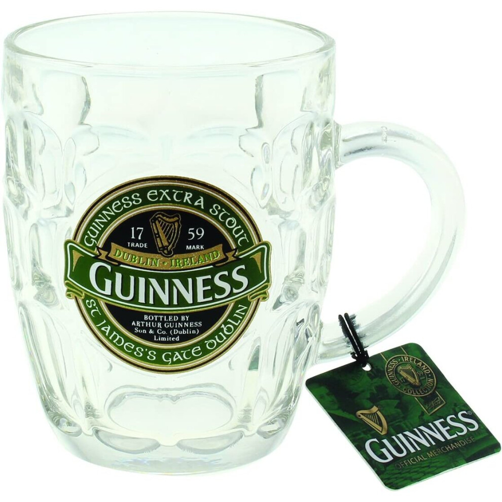 Guinness Clear Ireland Dimpled Glass Tankard In - Image 6