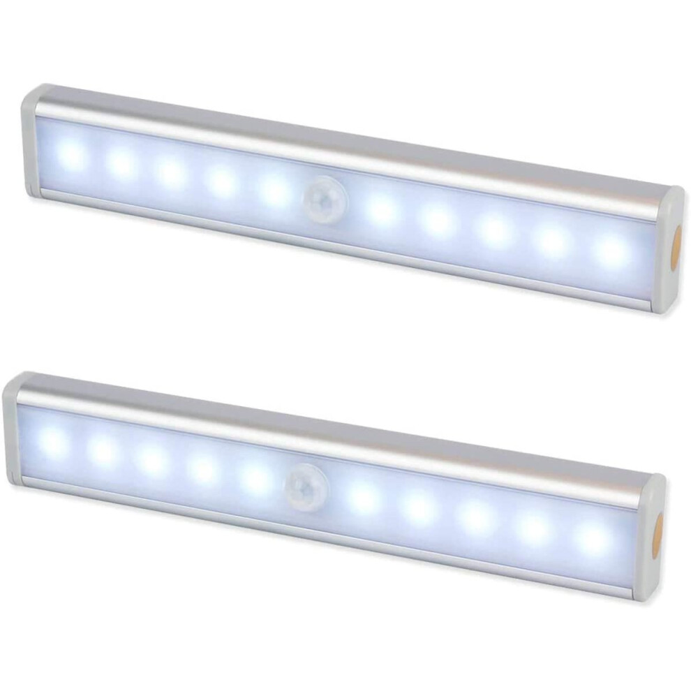 10 LED PIR Motion Sensor LED Night Light Battery Operated with Magnetic Strip x1