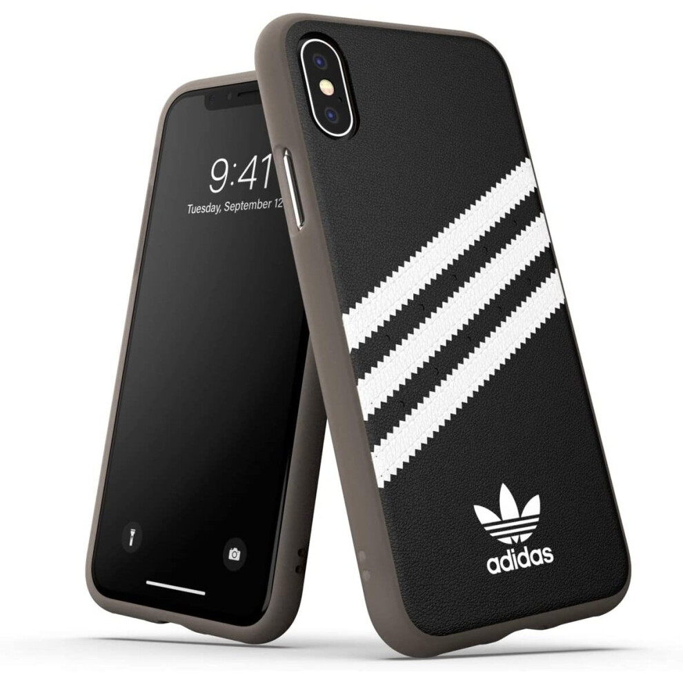 adidas Phone Case Compatible with iPhone XS, iPhone X, Originals Moulded Samba Phone Case, Shockproof, Full Protective Cover, Black and White