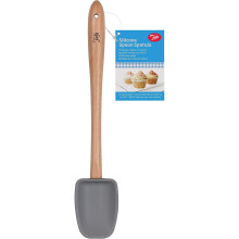 Tala Silicone Spoon Spatula, Wooden Handle, Heat Resistant, Grey Colour, Ideal for non-stick surfaces
