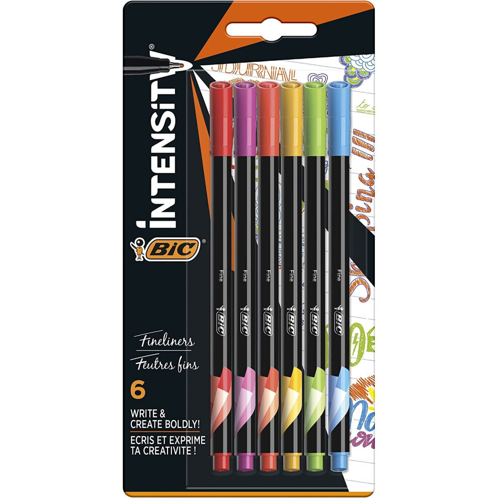 Bic Intensity Fine Felt Tip Pens Fine Point (0.8 mm) ? Assorted Pastel Colours, Pack of 6