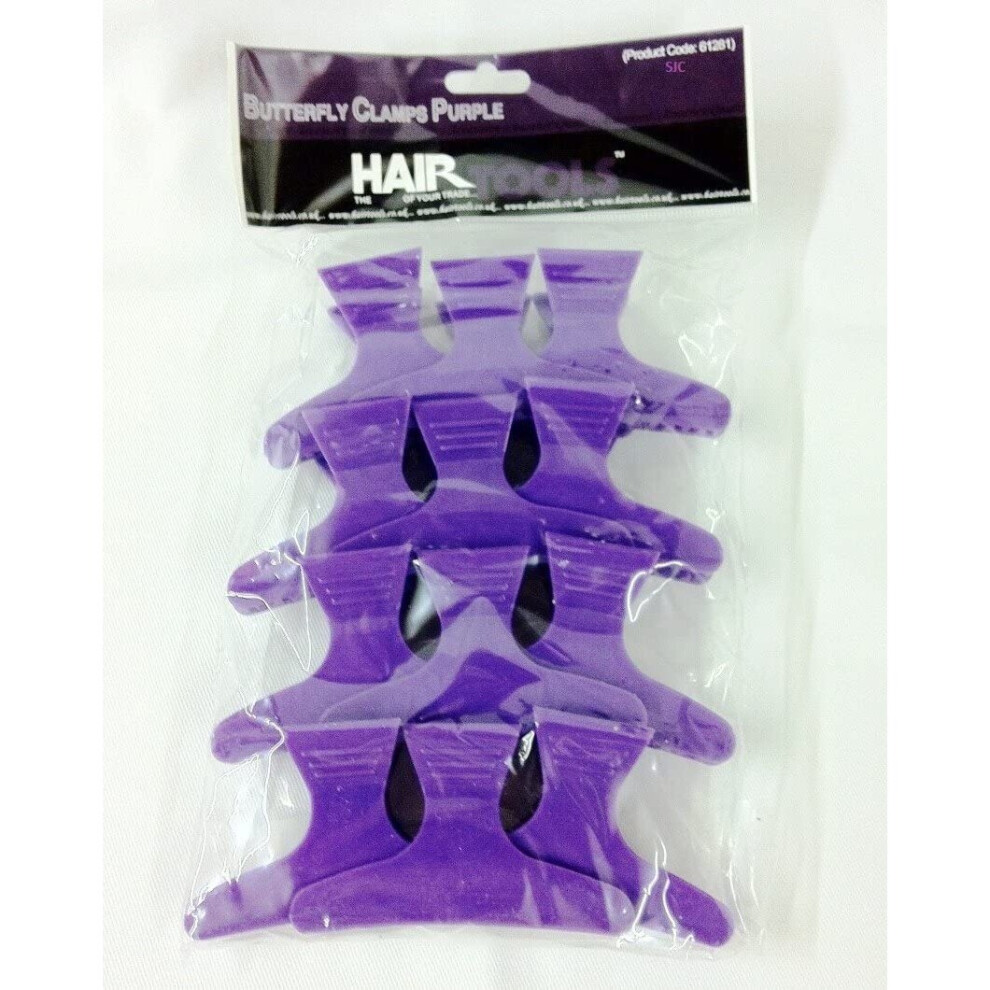 Hair Tools Hair Salon Butterfly Section Clamps/Clips X12 Purple