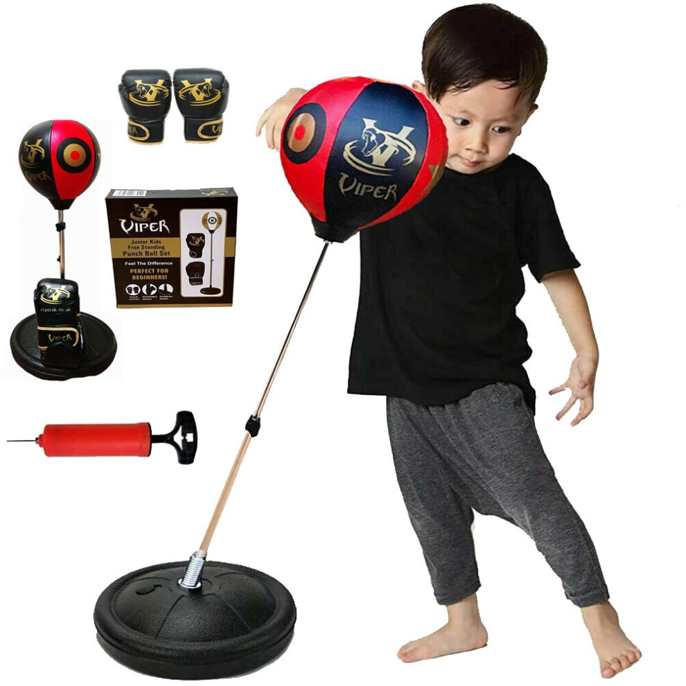 Kids Junior Boxing Punch Bag Set Ball Gloves Children Free Standing Adjustable Height