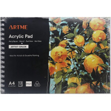 ARTME Acrylic Pad A4 x 12 Sheets/ 400gsm Extra Heavyweight/Cold Pressed/Acid Free for A Variety of Wet and Dry Media ? Premium Quality Drawing Pad