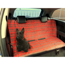 XtremeAuto Protective Dog/Pet Cover Universal Waterproof 2 in 1 Boot Liner Rear Car Back Seat, RED TARTAN/PLAIN