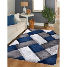 (Navy (ORION), 200 x 290 cm) New Soft Shaggy Modern Indoor/Outdoor Bedroom Rug Living Room Carpet Runner Mats